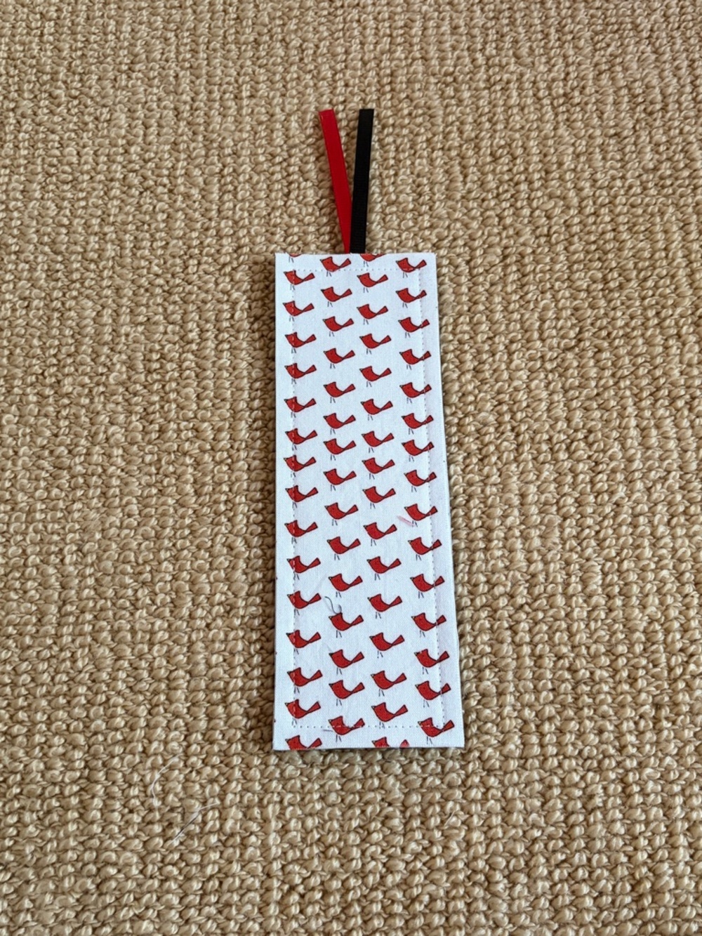 Red Bird Themed Fabric Bookmark